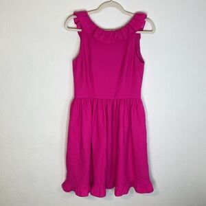 Kate Spade Hot Pink Ruffle Collar Short Sleeve Dress with Pockets, Size 6
